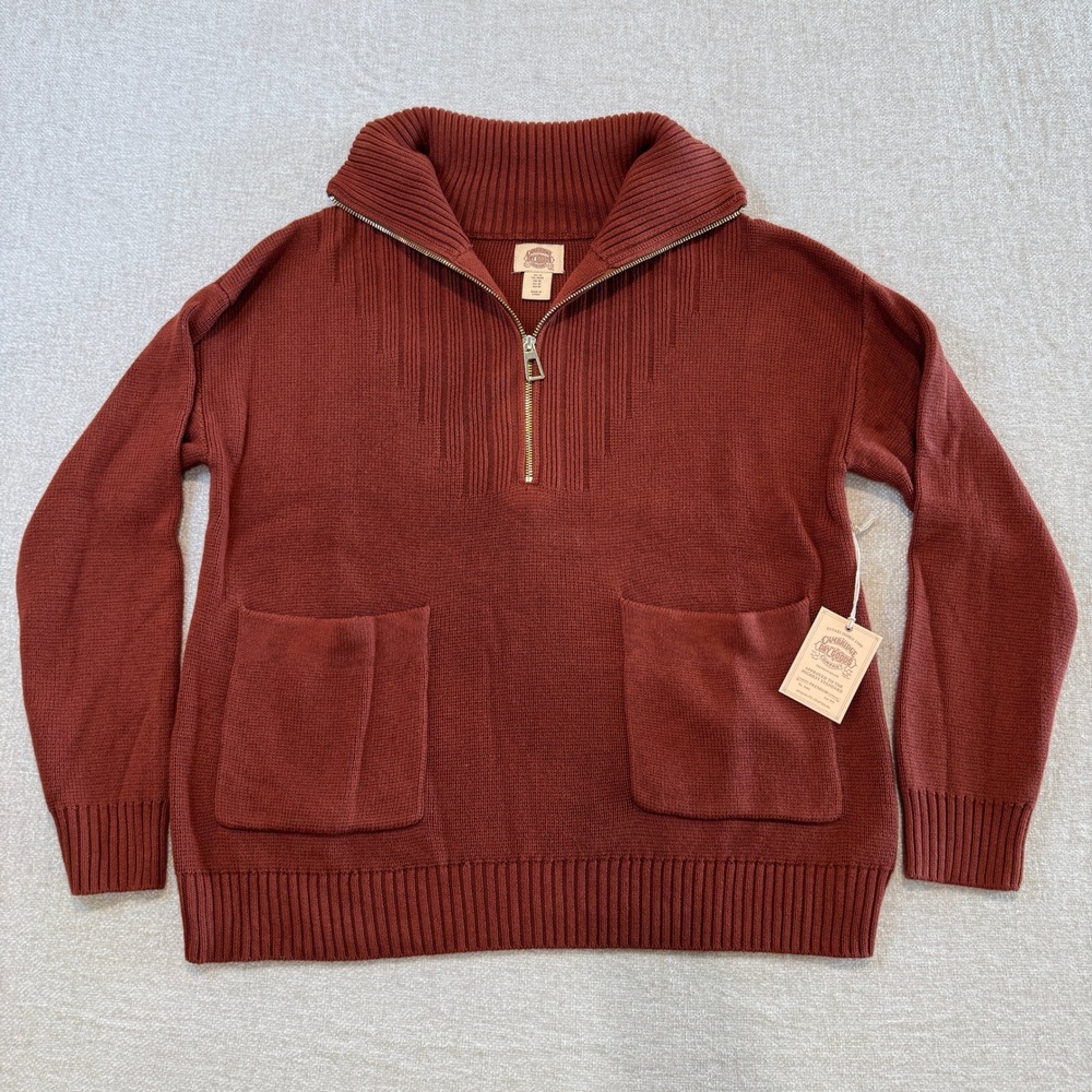 Cambridge Dry Goods Womens Quarter Zip Cotton Blend Sweater Size Medium NWT